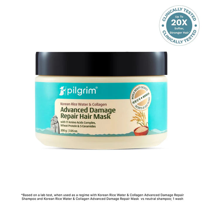 Pilgrim Cosmetics Korean Rice Water & Collagen Advanced Damage Repair Hair Mask 200 g | 7.05 oz