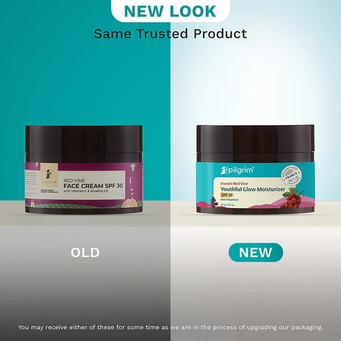 Pilgrim Cosmetics Red Vine Face Cream SPF 30 with Vitamin C & Rosehip Oil (PA+++) 50g