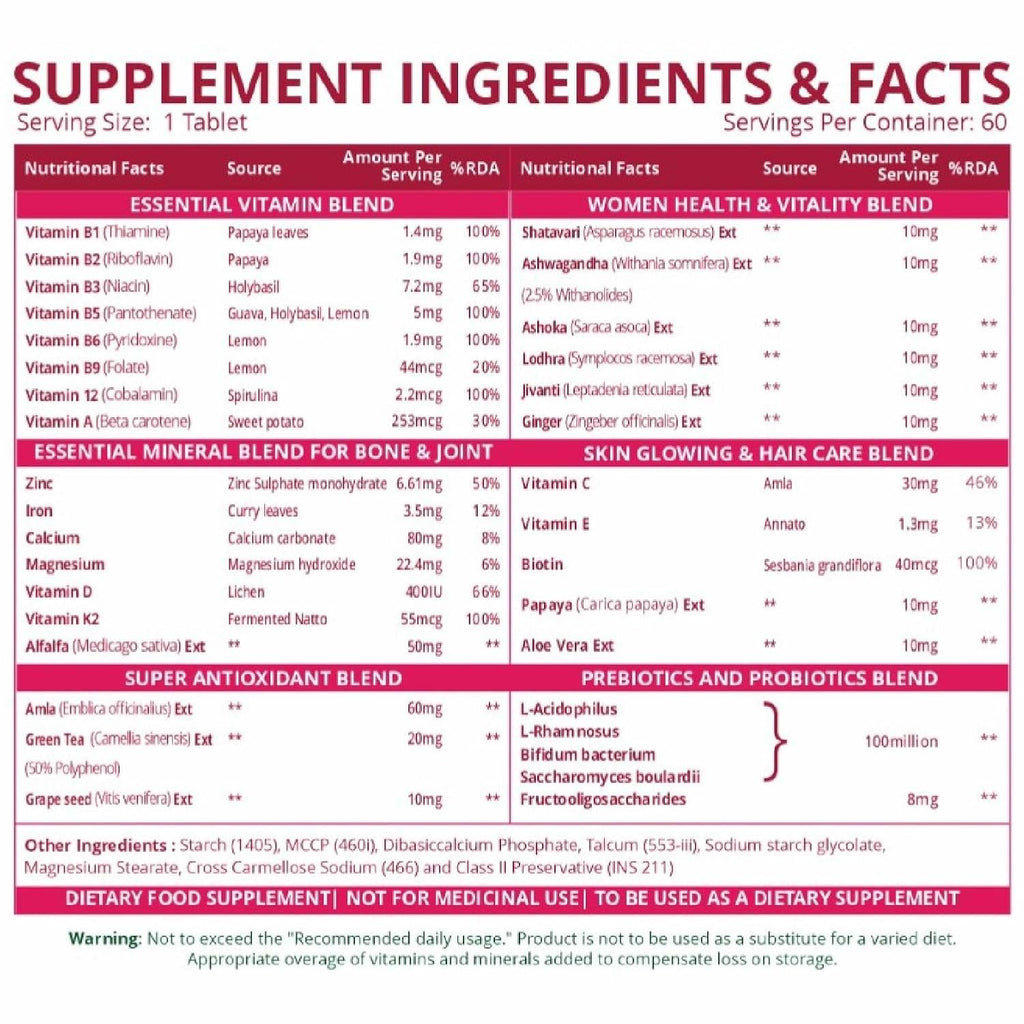 Himalayan Organics Multivitamin With Probiotics For Women 60 Vegetarian Tablets