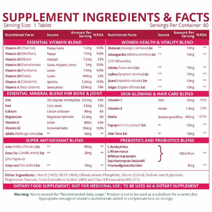 Himalayan Organics Multivitamin With Probiotics For Women 60 Vegetarian Tablets