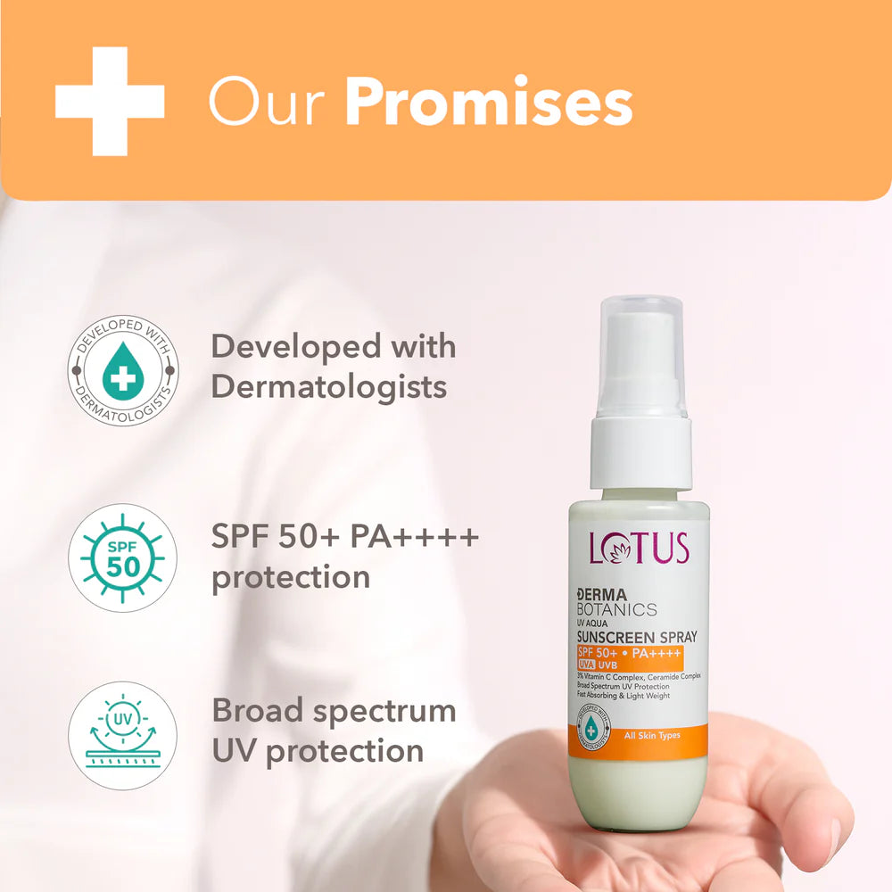 Lotus Cosmetics Derma Botanics UV Aqua Sunscreen Spray SPF 50+ 50ml