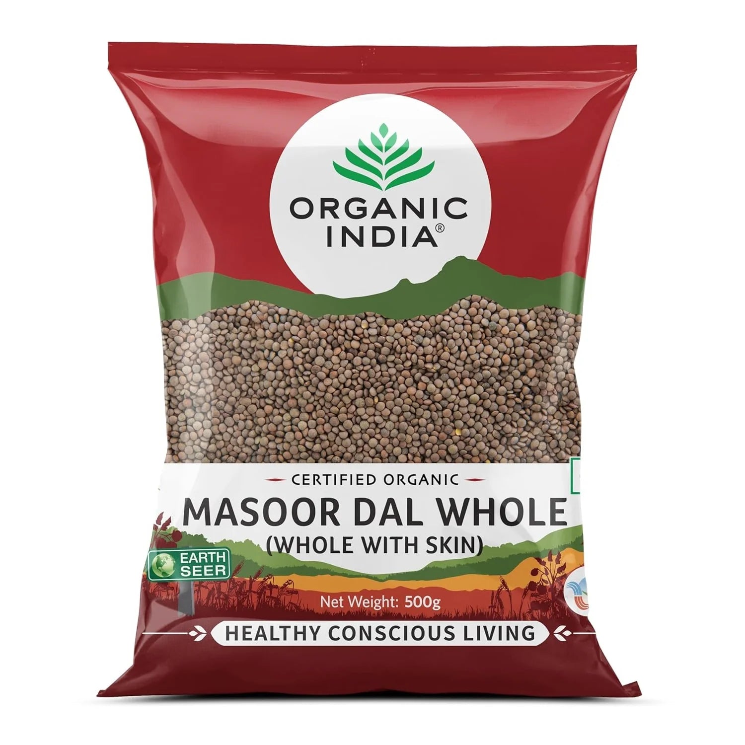 Organic India Masoor Dal Whole (With Skin) 500g