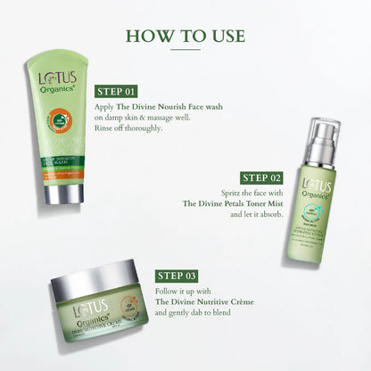 Lotus Organics+ Cosmetics Divine Face Care CTM Regime Collection Combo