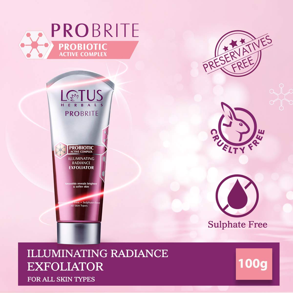 Lotus Herbals Cosmetics Probrite Illuminating Radiance Gentle Exfoliator 100g