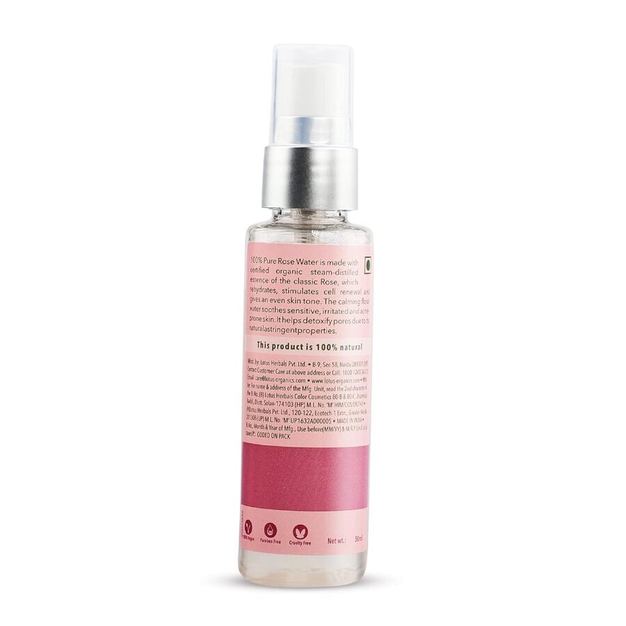 Lotus Organics+ 100% Pure Rose Floral Water 50ml