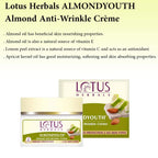 Lotus Herbals Cosmetics Almondyouth Almond Anti Wrinkle Cream 50g