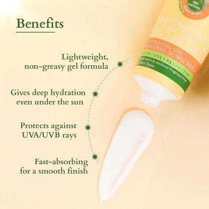 Lotus Organics+ Cosmetics Hydrating Gel Mineral Sunscreen SPF 30 PA+++ 100g