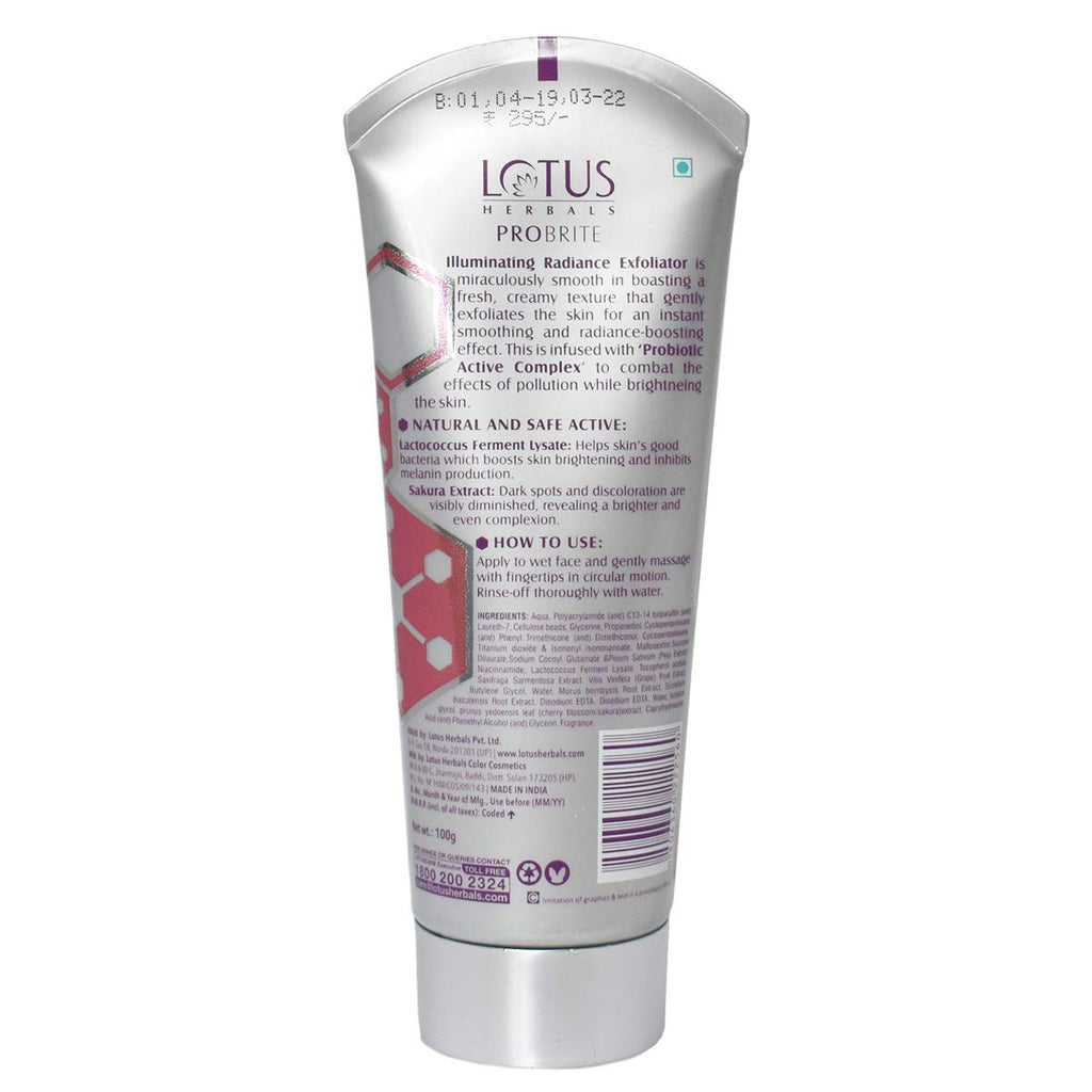 Lotus Herbals Cosmetics Probrite Illuminating Radiance Gentle Exfoliator 100g