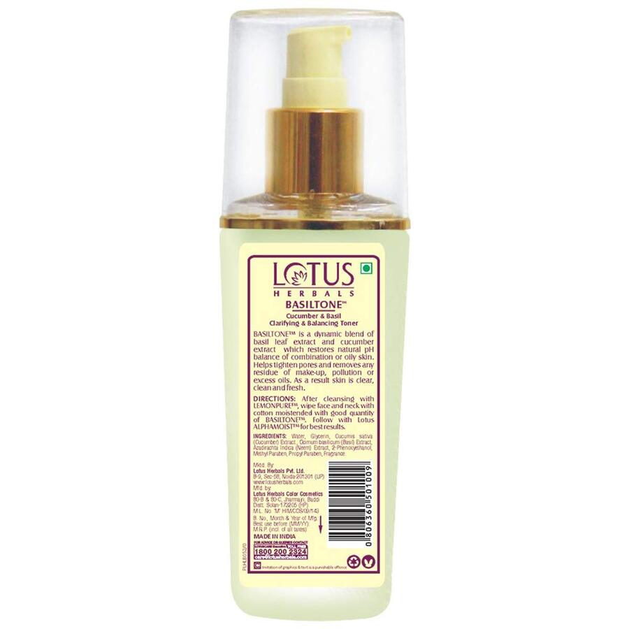 Lotus Herbals Cosmetics Basiltone Cucumber & Basil Clarifying & Balancing Toner 100ml