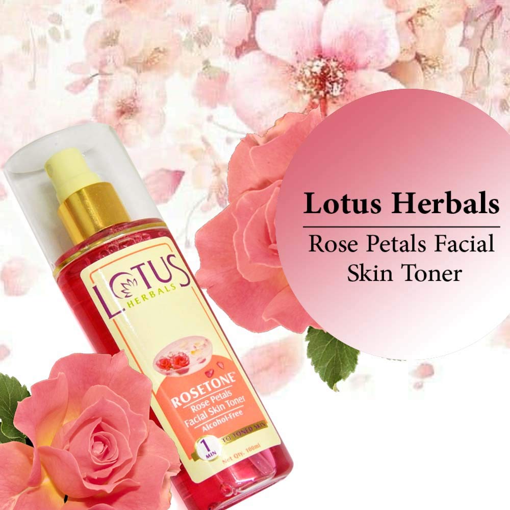 Lotus Herbals Cosmetics Rosetone Rose Petals Facial Skin Toner 100ml