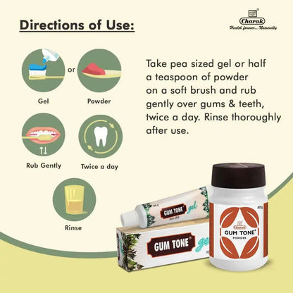 Charak Ayurvedic GumTone Powder & Gum Ton Gel