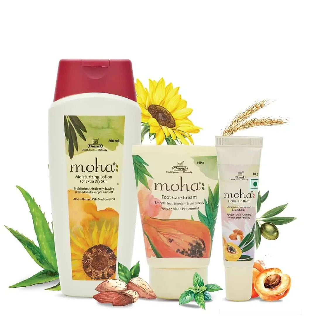 Moha Cosmetics Herbal Foot Cream,Lotion & Lip Balm Glow Kit