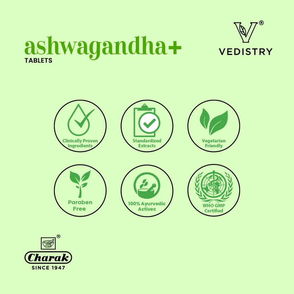 Vedistry Ayurvedic Ashwagandha + Strengthens Vigor & Vitality 60 Tablets