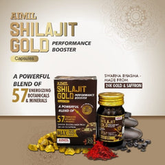 Aimil Ayurvedic Shilajit Gold Performance Booster steigert Kraft, Ausdauer und Ausdauer, 20 Kapseln