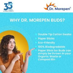 Dr.Morepen Buds 100 % reine Baumwolle und umweltfreundliche Ohrhörer 100 Wattestäbchen