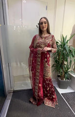 Bollywood Indian Pakistani Ethnic Party Wear Women Soft Pure Heavy Faux Georgette Sharara Plazzo Dress