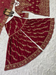 Bollywood Indische Pakistanische Ethno Party Wear Damen Weiches Reines Schweres Kunst Georgette Sharara Plazzo Kleid