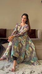 Bollywood Indische Pakistanische Ethnische Party Tragen Frauen Weiche Reine Tubby Organza Anarkali Kleid