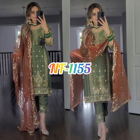 Bollywood Indische Pakistanische Ethno Party Wear Damen Weiches Reines Schweres Kunst Georgette Sharara Plazzo Kleid