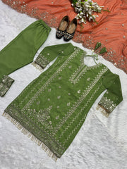 Bollywood Indische Pakistanische Ethno Party Wear Damen Weiches Reines Schweres Kunst Georgette Sharara Plazzo Kleid