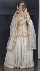 Indische pakistanische Frauen Lengha Hochzeit Bollywood Braut ethnische Party tragen Lehenga reine weiche schwere Faux Georgette Lahenga Choli