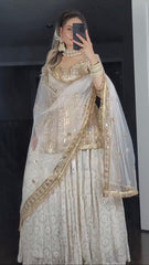 Indische pakistanische Frauen Lengha Hochzeit Bollywood Braut ethnische Party tragen Lehenga reine weiche schwere Faux Georgette Lahenga Choli