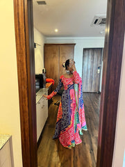 Bollywood indisch-pakistanische ethnische Partykleidung, weicher, reiner Georgette-Imitat mit Blumendruck-Design, Kurti Duppata