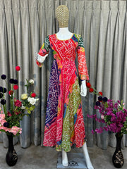 Bollywood indisch-pakistanische ethnische Partykleidung, weicher, reiner Georgette-Imitat mit Blumendruck-Design, Kurti Duppata