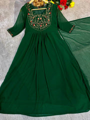 Болливудская индийская пакистанская этническая праздничная одежда из мягкого искусственного жоржета с вышивкой, полная вышивка Kurti