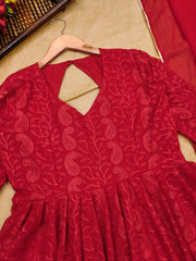 Болливудская индийская пакистанская этническая праздничная одежда женское мягкое чистое жоржетт красное платье Анаркали