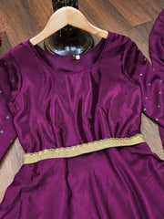 Болливудская индийская пакистанская этническая праздничная одежда для женщин из мягкого чистого шелка, винного шинона, драпированное платье с платьем Dupatta