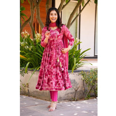 Bollywood Indische Pakistanische Ethno Party Wear Damen Weicher Reiner Musselin Baumwolle Rosa Anzug Kleid