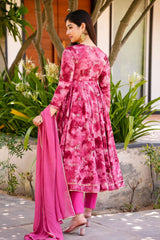 Bollywood Indische Pakistanische Ethno Party Wear Damen Weicher Reiner Musselin Baumwolle Rosa Anzug Kleid