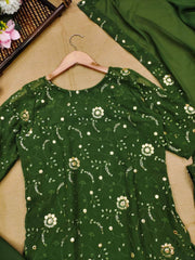 Bollywood Indian Pakistani Ethnic Party Wear Women Soft Pure Faux Georgette Green Sharara Plazzo Dupatta Set Dress
