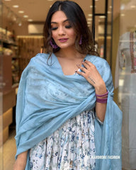 Bollywood Indian Pakistani Ethnic Party Wear Women Soft Pure Faux Georgette alia cut Anarkali Kurti With Dupatta a fresh prints n simple looks