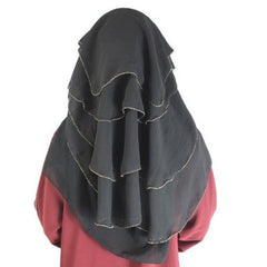 Красивая золотистая 4-слойная насадка для носа с 3 комбинированными деталями из жоржета собственного дизайна (Niqab_003)