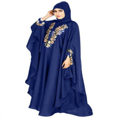 Красивый дизайн, синий кафтан, художественная вышивка, шелковая Абая с хиджабом для девочек и женщин