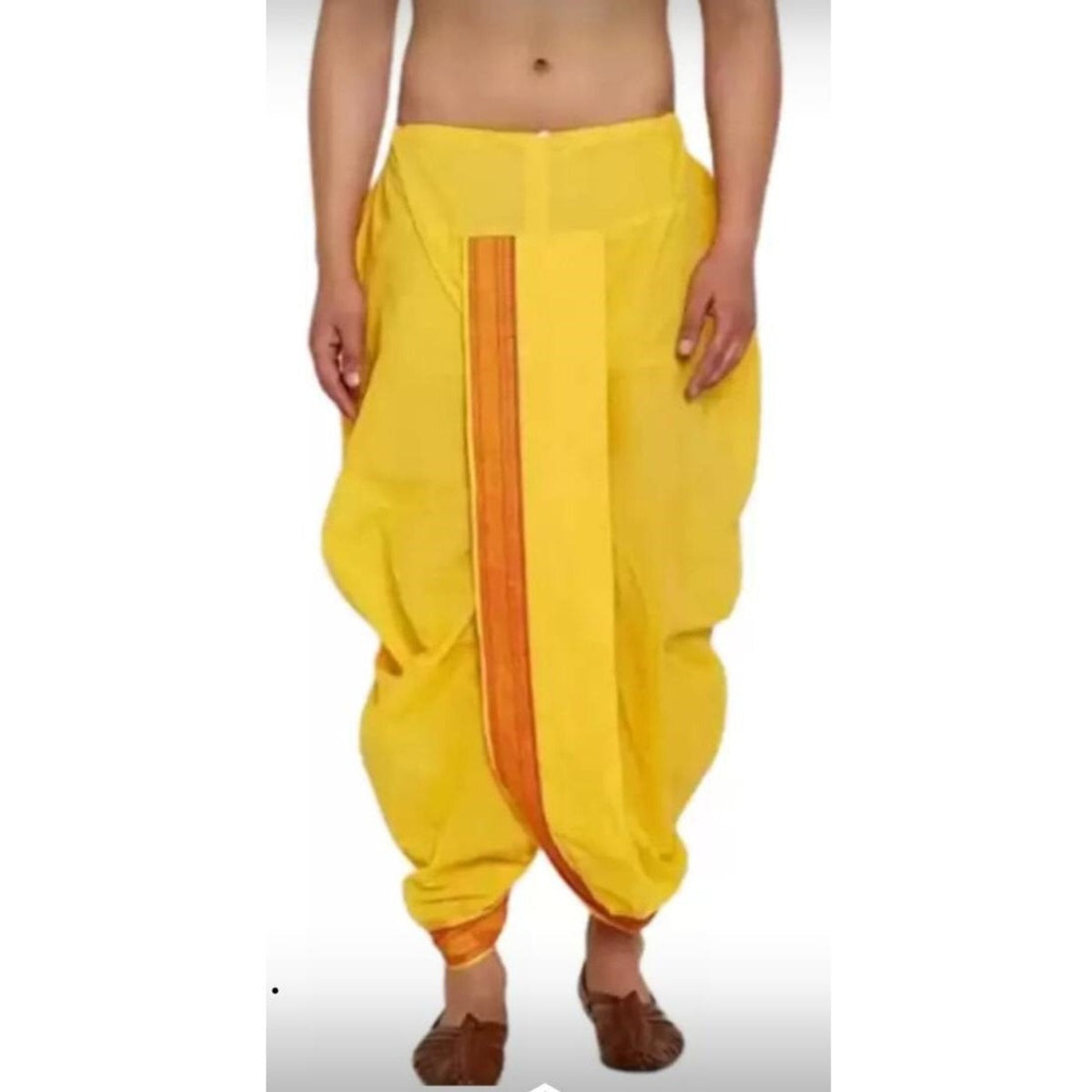 Indische ethnische Partykleidung, reine weiche Seide mit Rand, fertiges Herren-Dhoti für Dhoti-Liebhaber