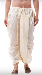 Indian Ethnic Party Wear Pure Soft Silk Border Readymade Men Dhoti for Dhoti Lovers