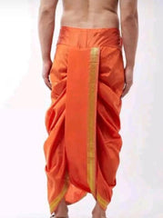 Индийская этническая вечерняя одежда из чистого мягкого шелка с каймой, готовая мужская дхоти для любителей дхоти