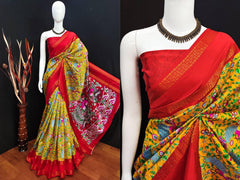 Bollywood indische pakistanische ethnische Partykleidung Frauen weiche reine Lichi-Seide Jacquard-Weberei Patta mit Digitaldruck-Design Arbeit Saree/Sari/Saris