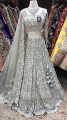 Indische pakistanische Frauen Lengha Hochzeit Bollywood Braut ethnische Party tragen Lehenga reine weiche Netz Lahenga Choli