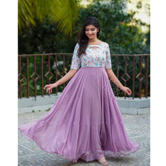 Болливудская индийская пакистанская этническая праздничная одежда женское мягкое платье чистого лавандового оттенка 1000 Жоржетта Бутти Анаркали