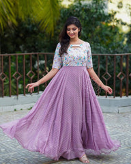 Болливудская индийская пакистанская этническая праздничная одежда женское мягкое платье чистого лавандового оттенка 1000 Жоржетта Бутти Анаркали