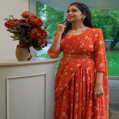 Bollywood Indische Pakistani Ethnische Partykleidung Damen Weiches, reines Georgette-Kleid, Dupptta und Gürtel