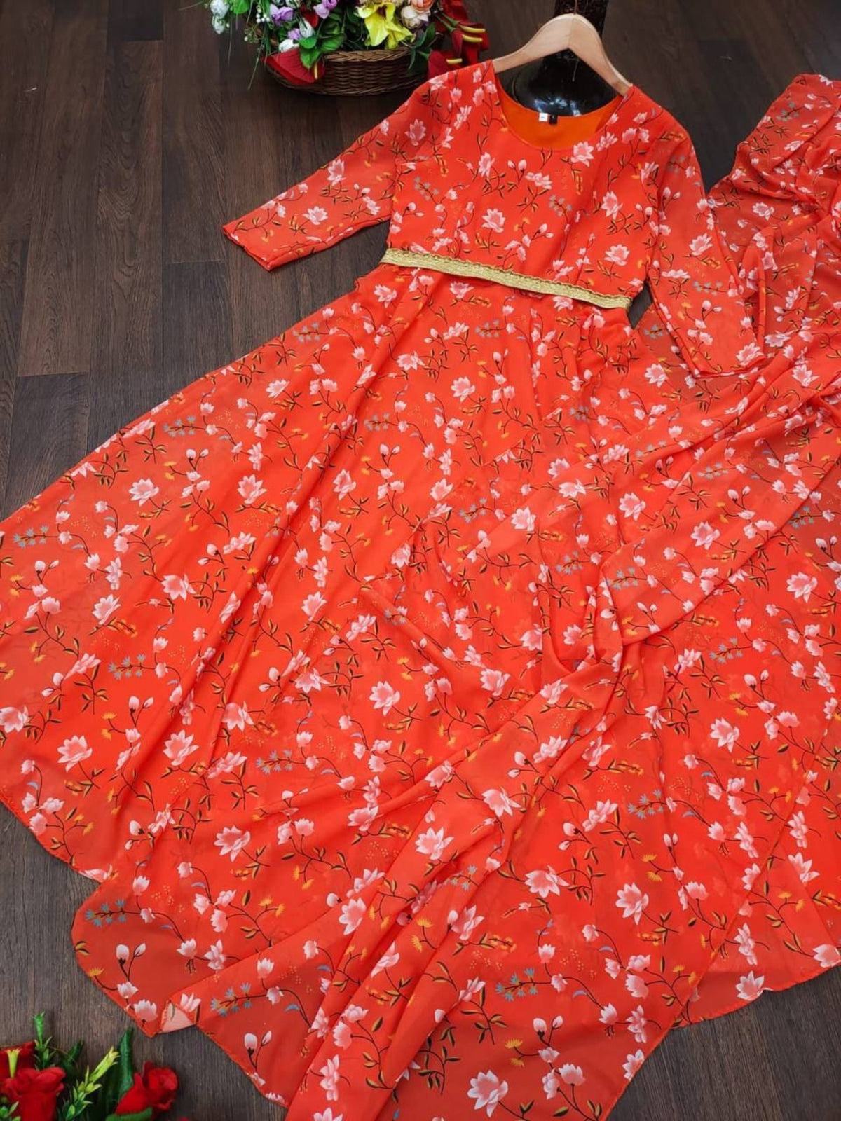 Болливудская индийская пакистанская этническая праздничная одежда женское мягкое чистое платье из искусственного жоржетта Dupptta и пояс