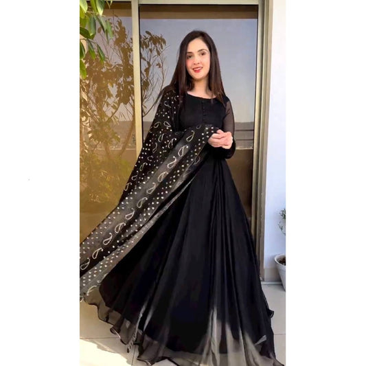 Bollywood Indische Pakistanische Ethnische Party Tragen Frauen Weiche Reine Georgette Anarkali Kleid