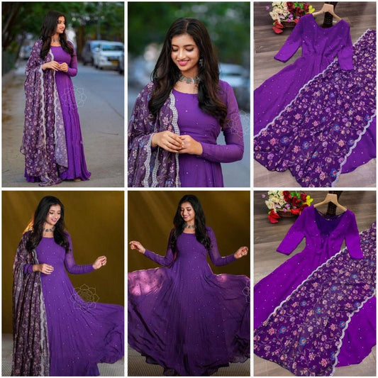 Bollywood Indische Pakistanische Ethnische Party Tragen Frauen Weiche Reine Georgette Maxi Kleid