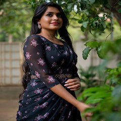 Bollywood Indische Pakistanische Ethnische Party Tragen Frauen Weiche Reine Faux Georgette Konzept Mit Kleid Dupatta Und Gürtel Kleid