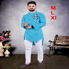Болливудская индийская пакистанская этническая праздничная одежда из чистого мягкого бомбейского хлопка Мужская пижама Курта